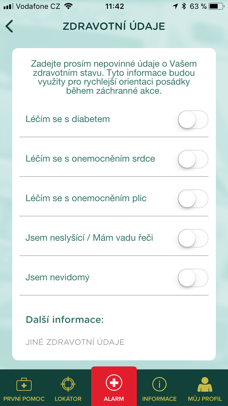 Zdravotní údaje